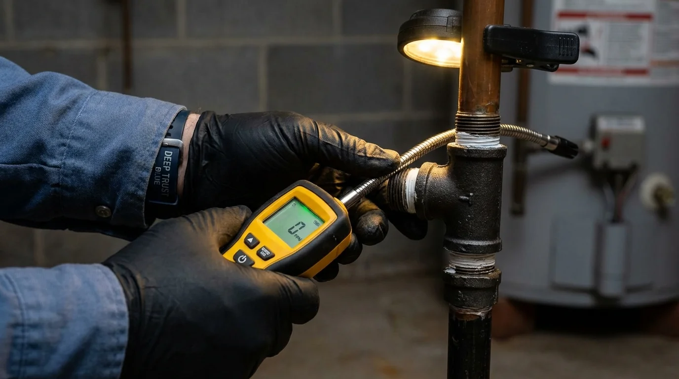 Gas leak detection with electronic sniffer by Johns Plumbing LLC in Murrieta