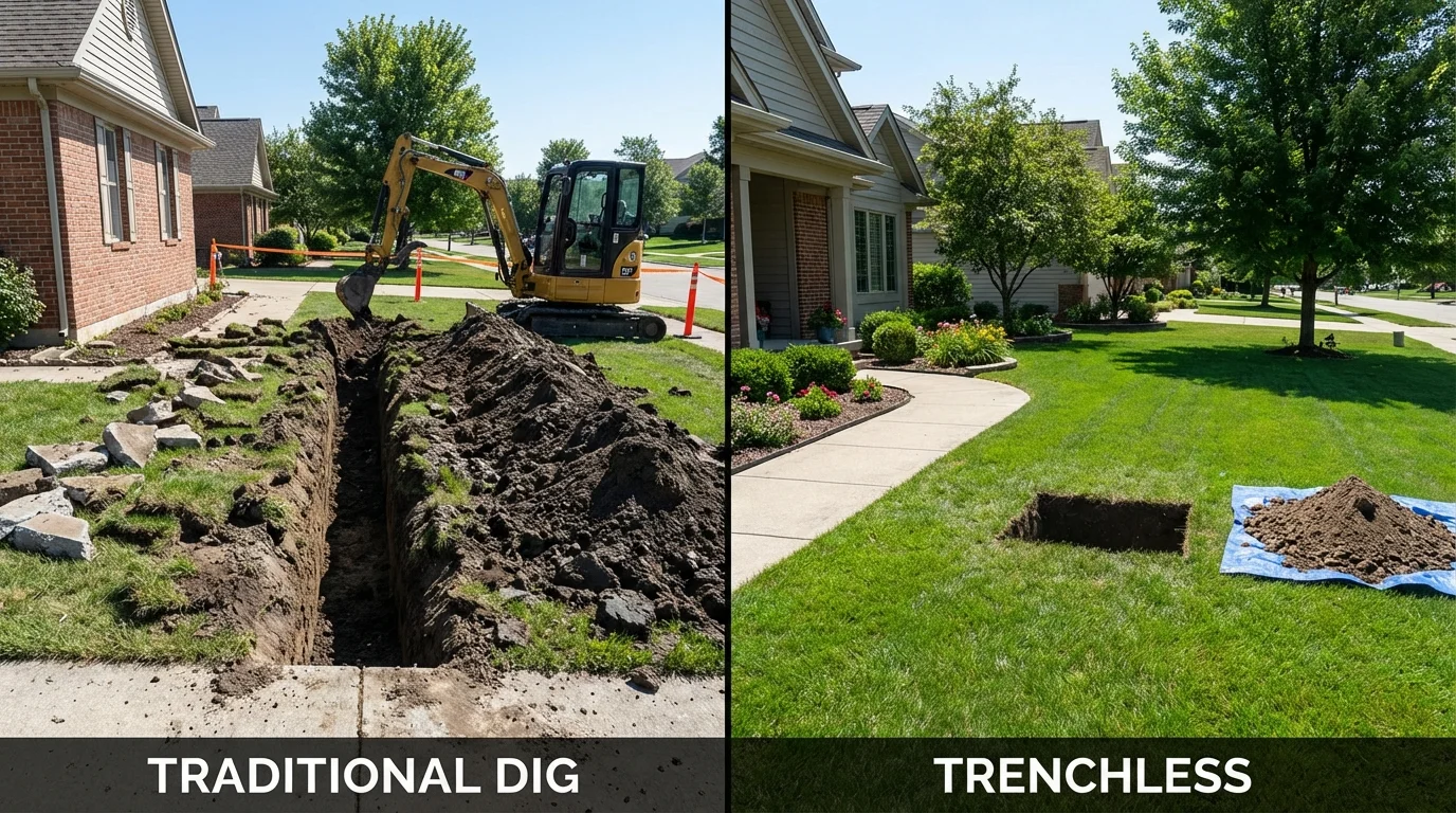 Trenchless sewer repair with minimal yard damage versus traditional excavation in Murrieta, CA
